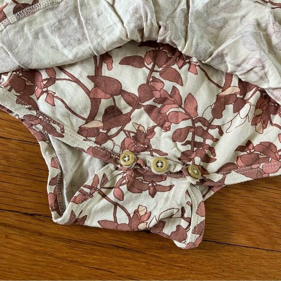 Kate Quinn Organic Seafoam Bamboo & Brown Floral Nature Skirted Bodysuits 18-24 - Picture 10 of 11